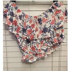 Japra One Shoulder Floral Top Stretch Sleeveless Multicolor Women's Size M